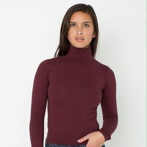 American Apparel Maroon Turtleneck Long Sleeve Top